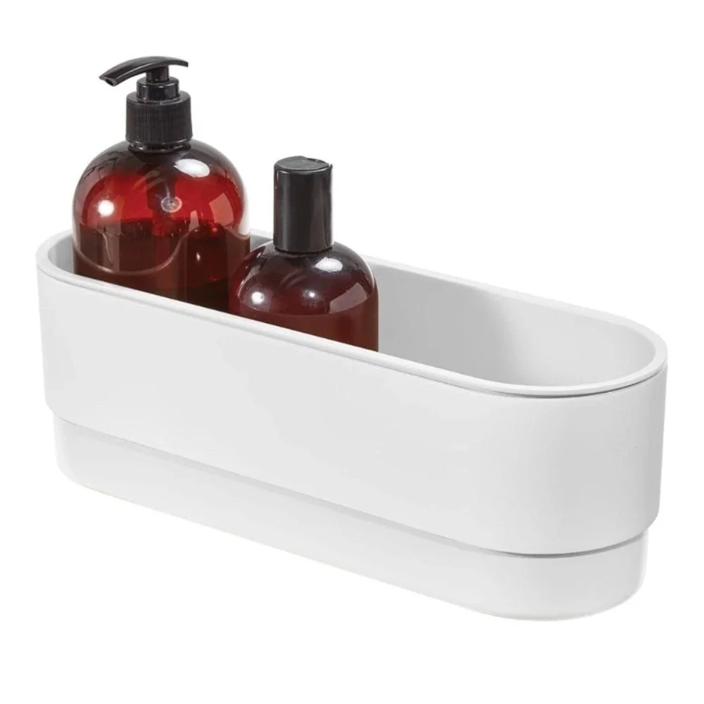 iDesign Adhesive Bathroom Shower Caddy Basket Storage Organizer White-NWT